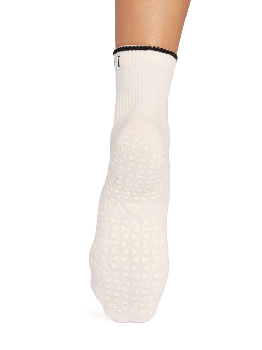 Tavi Aria Grip Socks Quarter Crew - Morning Light Cream and Black Size Small - Picture 2 of 4